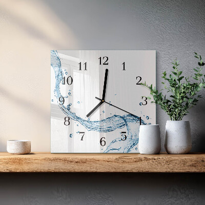 Glass wall clock square Water