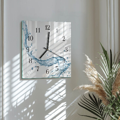 Glass wall clock square Water