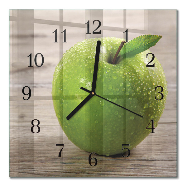 Glass wall clock square Apples