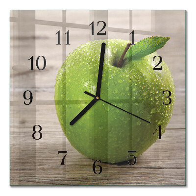 Glass wall clock square Apples