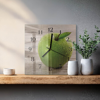 Glass wall clock square Apples