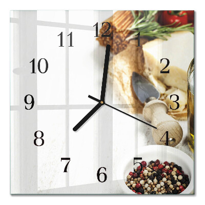Glass wall clock square Pasta