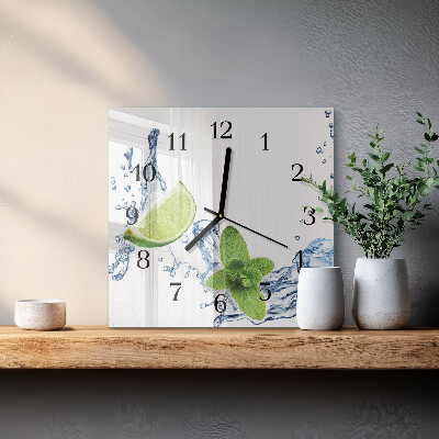 Square kitchen clock Mint with lime