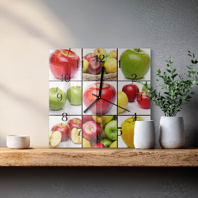 Square kitchen clock Apples