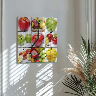 Square kitchen clock Apples