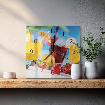 Glass wall clock square Cocktail