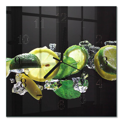 Square kitchen clock Lemon and lime