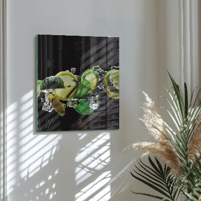 Square kitchen clock Lemon and lime