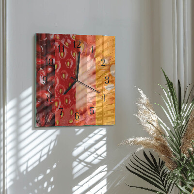 Glass clock square Fruit