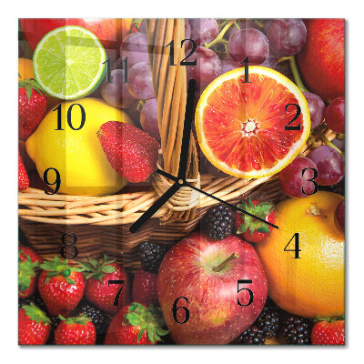 Glass wall clock square Fruit