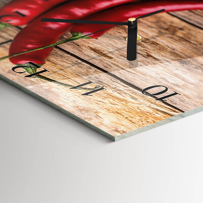 Glass wall clock square Chili peppers