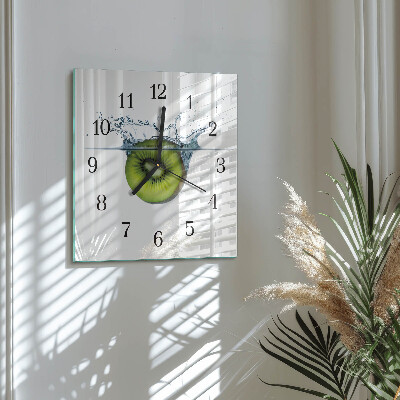 Glass wall clock square Kiwi