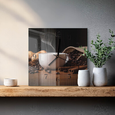 Glass clock square Coffee