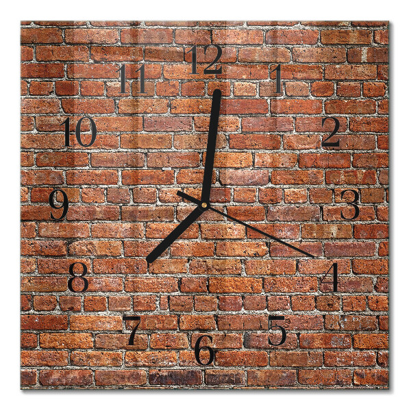 Glass wall clock square Brick