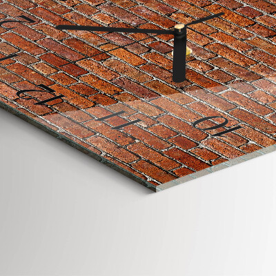 Glass wall clock square Brick