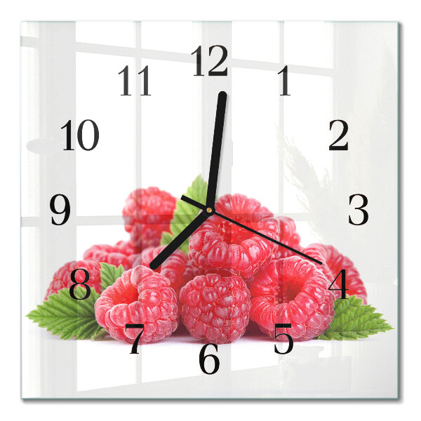 Glass clock square Raspberries