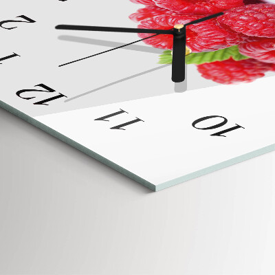 Glass clock square Raspberries