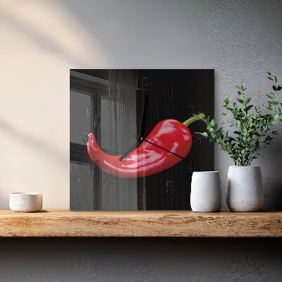 Glass wall clock square Chili peppers