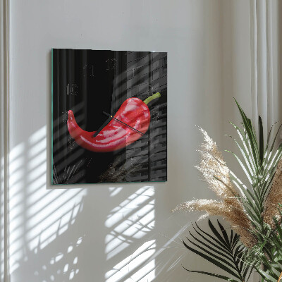 Glass wall clock square Chili peppers
