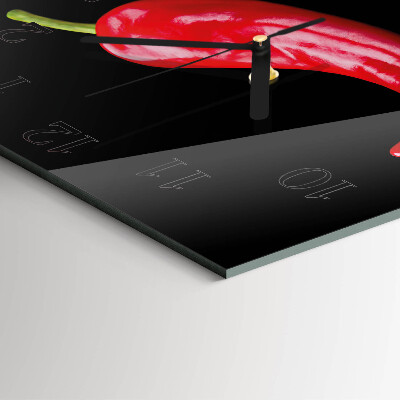 Glass wall clock square Chili peppers