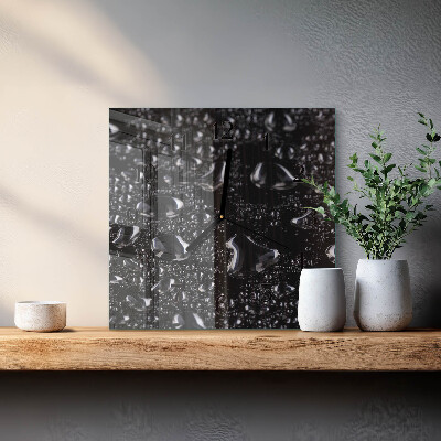 Glass wall clock square Drops