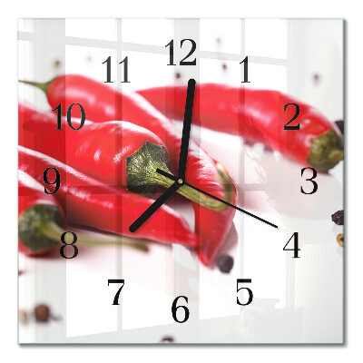Square kitchen clock Chili peppers