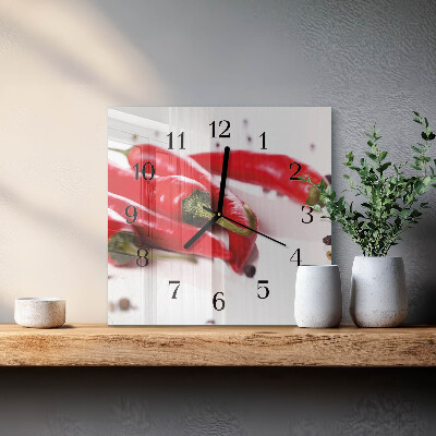 Square kitchen clock Chili peppers
