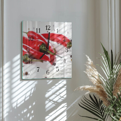 Square kitchen clock Chili peppers