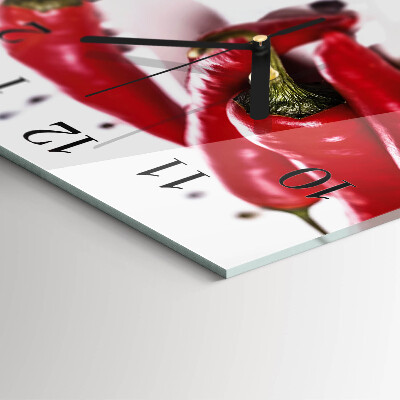 Square kitchen clock Chili peppers