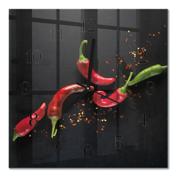 Square wall clock Chili peppers