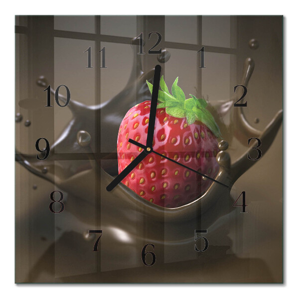 Glass wall clock square Chocolate