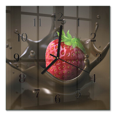 Glass wall clock square Chocolate