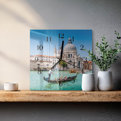 Glass wall clock square Venice