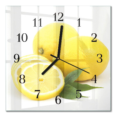 Glass clock square Lemons