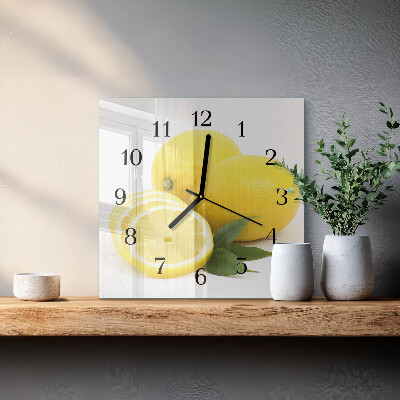 Glass clock square Lemons