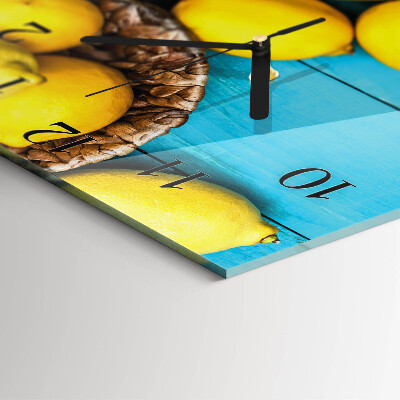 Glass wall clock square Lemons