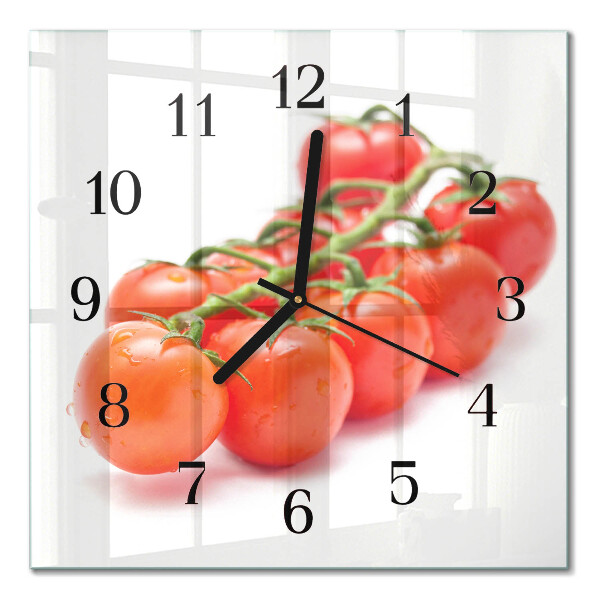 Glass wall clock square Tomatoes