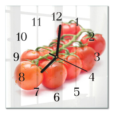 Glass wall clock square Tomatoes