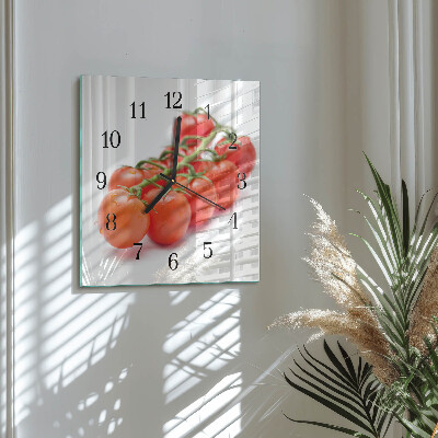 Glass wall clock square Tomatoes