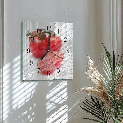 Glass clock square Tomatoes