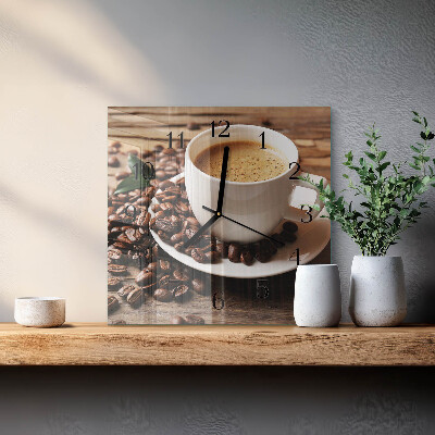 Glass wall clock square Coffee