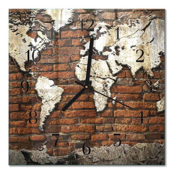 Square kitchen clock Continents