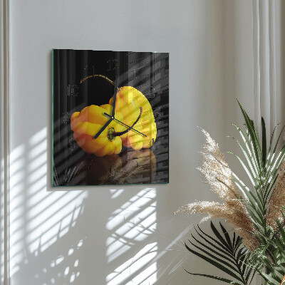 Glass clock square Pepper