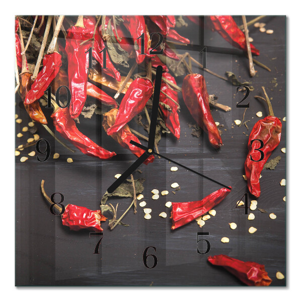 Square kitchen clock Chili peppers
