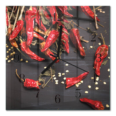 Square kitchen clock Chili peppers