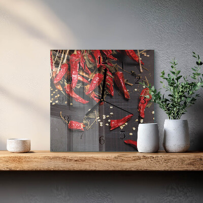 Square kitchen clock Chili peppers