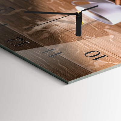 Glass clock square Coffee