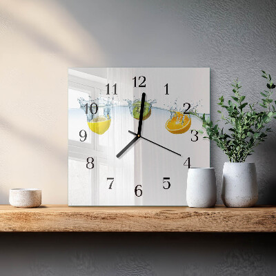 Glass wall clock square Kiwi