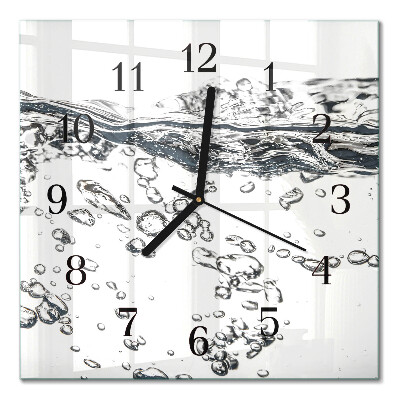Glass wall clock square Water