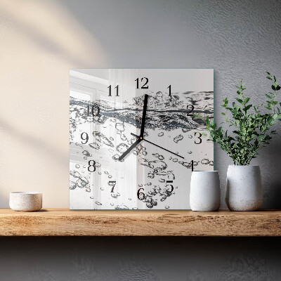 Glass wall clock square Water